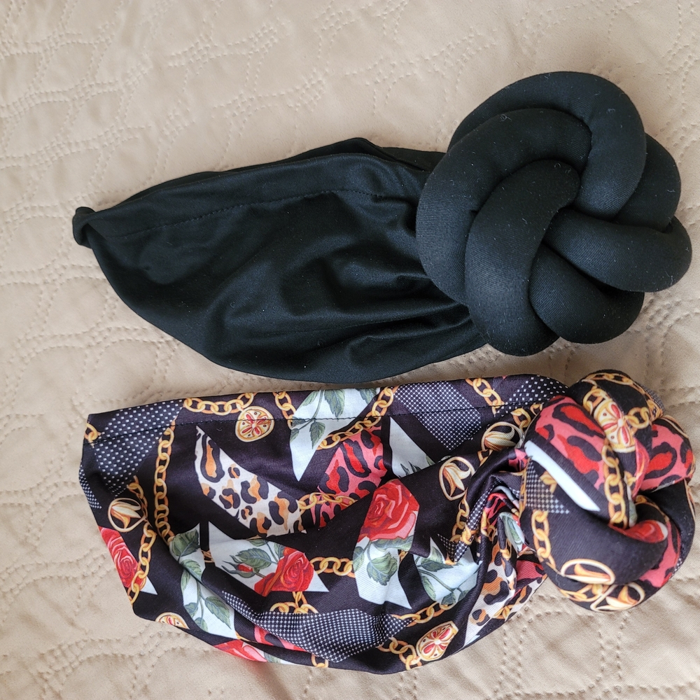 2-Stylish Black and Multicolor Women's Headband/ TURBANS